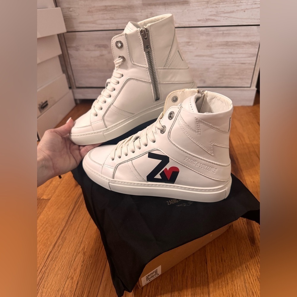 ZADIG & VOLTAIRE Logo High Top Zip Sneakers size 37 - Picture 6 of 11